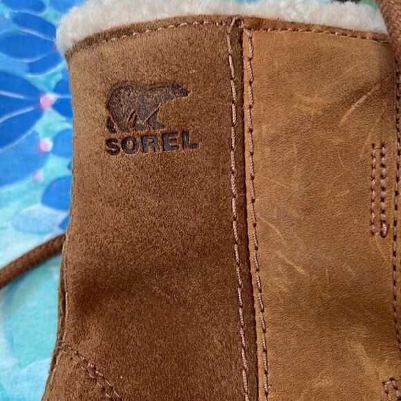 Sorel Joan of Arctic Wedge II Sherpa Tie Boots - 8 Camel - Picture 14 of 16